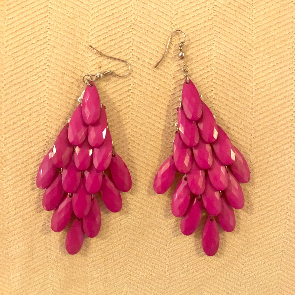 Magenta Chandelier Drop Earrings